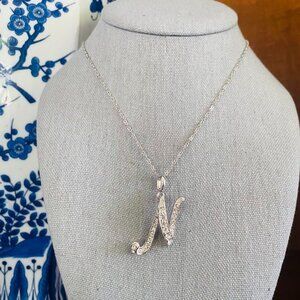 Nolan Miller Glamour Collection Pave Initial "N" Pendant Necklace Monogram NEW